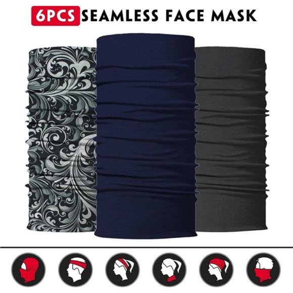 Neck Gaiter Face Mask Men Women,Seamless Bandana Rave Face Cover Scarf Mask - Picture 4 of 6